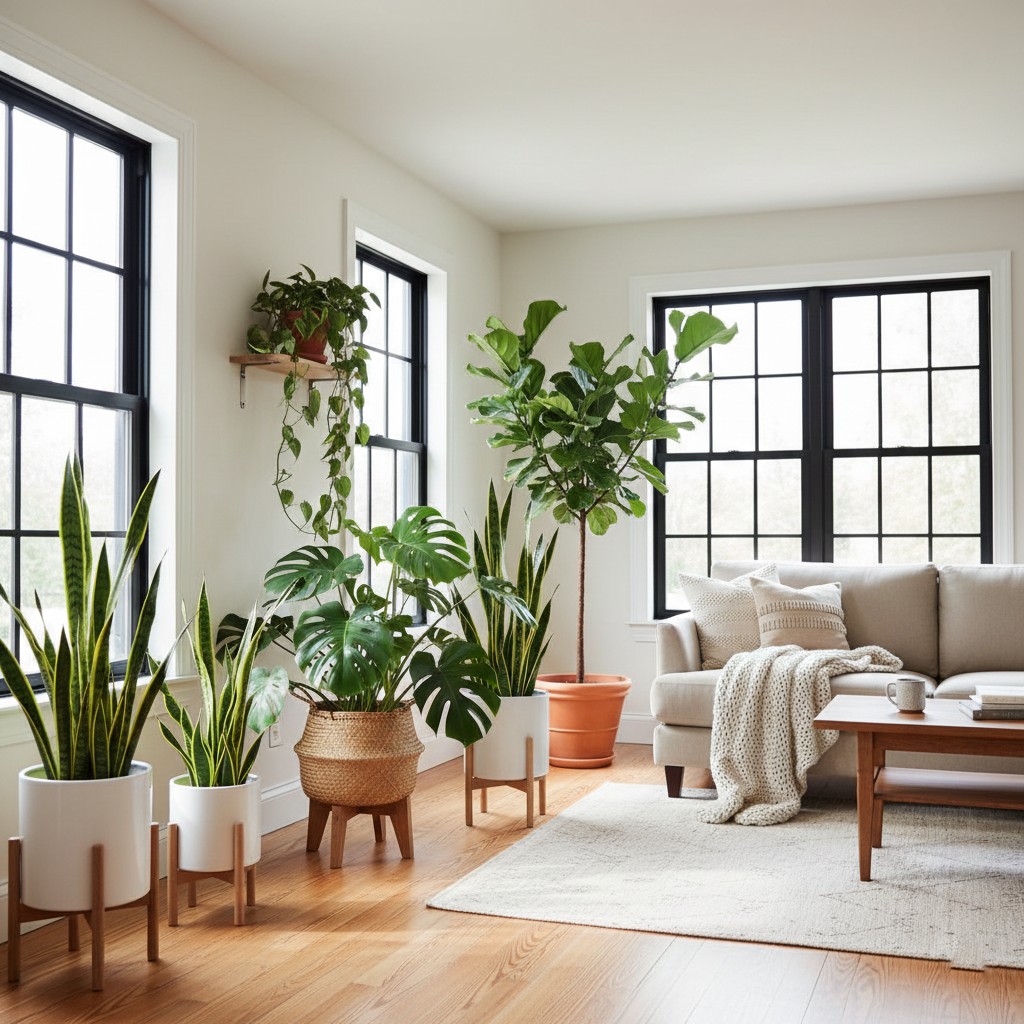 Beautiful indoor plants in a modern home setting