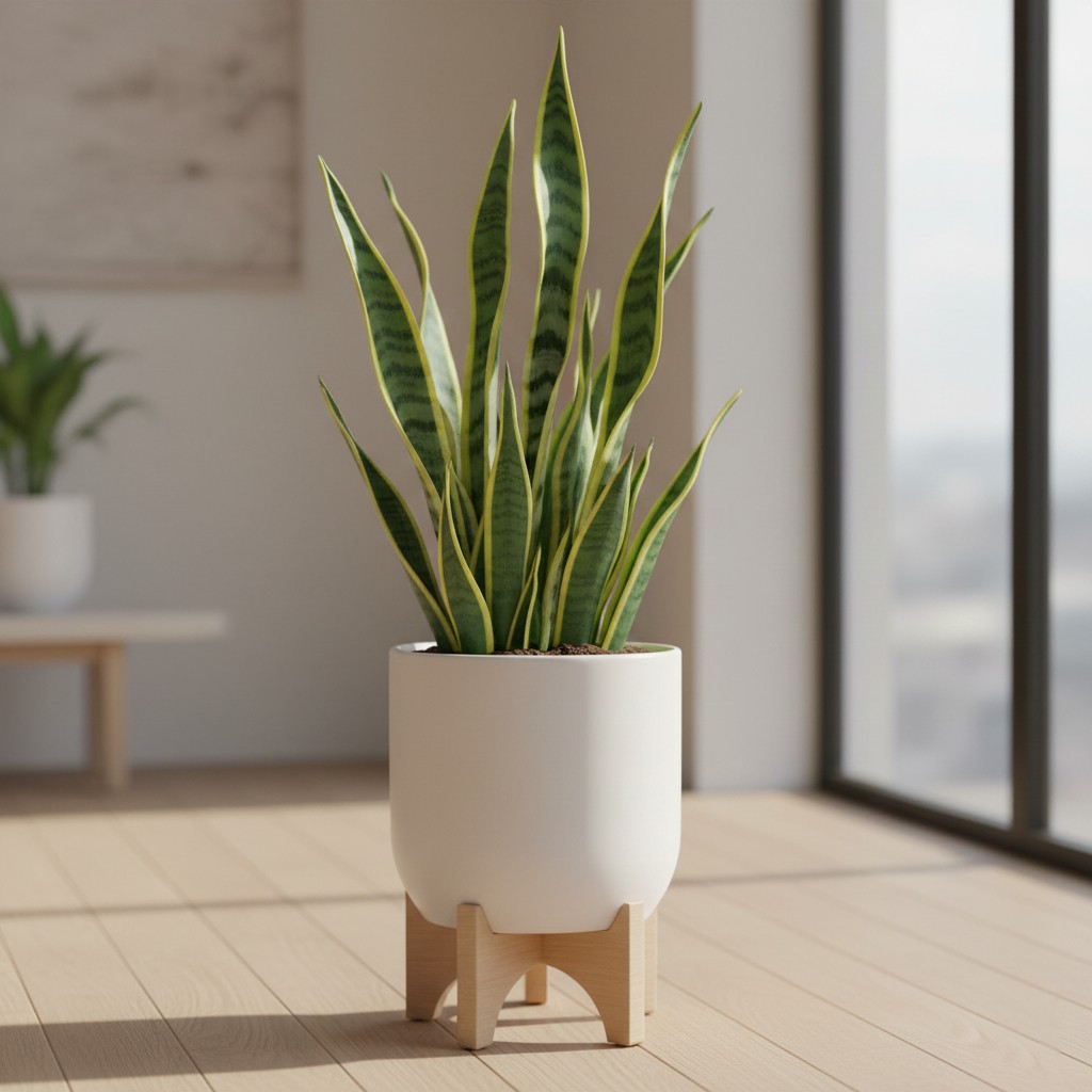 Snake plant in decorative pot